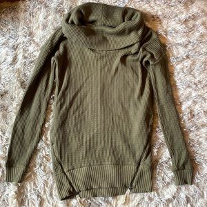 Pure+Good waffleknit tunic cowlneck sweater